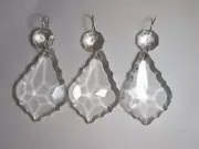 3 CRYSTAL Prisms 2" Teardrop Faceted +Sm Chandelier SunCatcher Ornament