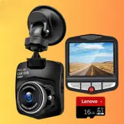 Dashcam Car Camera Dashboard Full HD 16GB SD Card Video Recorder 2024 New Black and16G