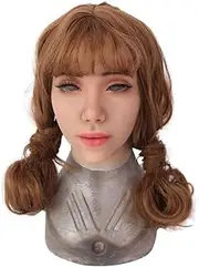 EQAIWUJIE Kathy Female fake Face Realistic Silicone fake Head for Crossdresser， Halloween Decoration, Parties, Fall Festival