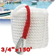 3/4" x 150' Twisted Three Strand Nylon Anchor Mooring Rope Boat Line W/ Thimble