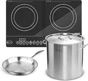 SOGA Dual Burners Cooktop Stove 21L Stainless Steel Stockpot 30cm and 30cm Induction Fry Pan