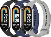 [3 Pack]Sport Bands for Xiaomi Smart Band 9 Straps/Xiaomi Band 8 Straps Women Men, Soft Comfortable Adjustable Replacement Sport Wristband for Xiaomi Mi Smart Band 8/9