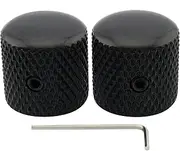 [Musiclily] Pro 1/4 Inch Steel Dome Universal Fitting Potentiometer Control Knob with Set Screw for Electric Guitar Bass, Black (Set of 2)
