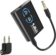 1Mii ML300 Bluetooth 5.3 Transmitter Receiver for TV to 2 Wireless Headphones, 3.5mm AUX Bluetooth Audio Adapter with AptX Adaptive/Low Latency/HD, for Airplane/Home Stereo/Speaker/Car