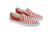 Mens Vans Classic Slip-On Colour Theory Checkerboard Red Slip On Shoes