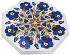 Marble Coffee Table Top Lapis Lazuli Stone Inlay Work Lawn Side Table for Hotel