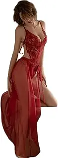 [JINZIJINYU] Babydoll for Women Sexy Deep V Lace Temptation Jumpsuit Lace Mesh Skirt Home Service Suit