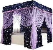 4 Corner Post Bed Canopy - Princess Bed Luxury Curtain Mosquito Net for s Boys Adult - with Stand Bedroom Decor (Color : Blue-1, Size : 150X200cm/59X79in)