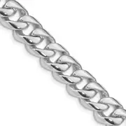 Solid 14K White Gold 9 inch 9.6mm Hand Polished Rounded Curb Link with Box Catch Clasp Bracelet