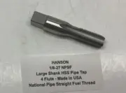 HANSON 1/8-27 NPSF Large Shank HSS Pipe Tap (1/8 NPSF) 4 Flute - Made USA -