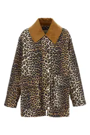 GANNI 'Leopard Printed Canvas Midi' Jacket