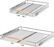 SOFRON Expandable Pull Out Drawer Cabinet Organizers, Heavy Duty Slide Out Storage Shelf for Home Kitchen Pantry Cupboard Pots Pans, Adjustable Width from 16.2" to 26.2", Stainless 2 Packs