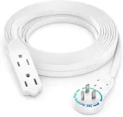 Flat Under Carpet Extension Cord Wire 360° Rotating Flat Plug 3 Outlet 3 Prong