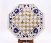 21" Chess Board white Marble chess Table Top inlay lapis mop Home room decor