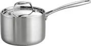 Tri-Ply Clad 2-Quart Stainless Steel Saucepan, Induction-Ready & Dishwasher Safe