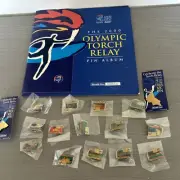 The 2000 Olympic Torch relay pin album Herald Sun Full Set Missing Red Centre