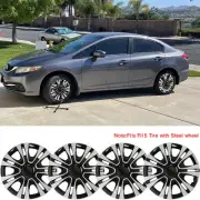 For Honda Civic 15" Set of 4 Hubcaps Wheel Covers fit R15 Tire & Steel Wheel (for: Honda)