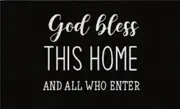 God Bless This Home Doormat Door Mat Coir & Rubber 60x40cm
