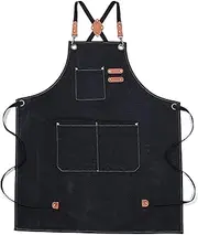 [Jualyue] Work Apron with Pockets Cross Back Heavy Duty Polyester Woodworking Cotton Tool Apron Adjustable Carpenter Apron Quick Release for Women Men