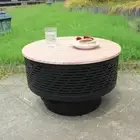 26" Wood Burning Fire Pits with Grill & Lid, Fire Pit Table for outside with ...