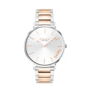 COACH | 銀殼 銀面 玫瑰金指針 小馬車 銀+玫瑰金鋼帶腕錶 女錶 手錶-14503346