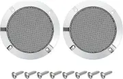 uxcell 2 Pcs 4inch Black Speaker Grill Mesh Metal Woofer Guard Protector Dust Cover Bright Silver Decorative Circle ABS Frame with Screws for Home Audio Car Speaker Replacement