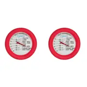 2x Cuisena Round Stainless Steel Meat Thermometer w/ Silicone Baking/Cooking Red