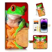 ( For iPod Touch 5 6 7 ) Wallet Flip Case Cover AJ26666 Frog