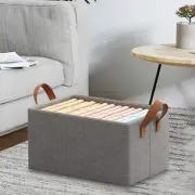Storage Closet Bin with Metal Frame Clothing Basket for Wardrobe Shelf Towel
