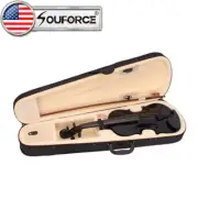US 4/4 Violin Full Size Natural Acoustic Fiddle with case Bow Rosin Set Black