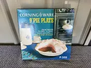 Vintage Corning Ware Blue Cornflower Pie Plate P-309 With Box and Cookbook 9"