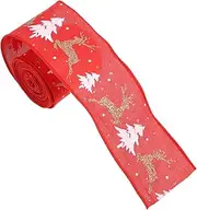 NOLITOY 1 Roll Christmas Present Ribbon Basket with Bags Ribbons Christmas Presents Ornaments Strips Holiday Decorations Xmas Boxes Polyester Red