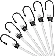 ZHOUBIN 18 inch Bungee Cords with Hooks - White Bungee Cords 6 Pcs
