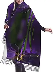 [DRTGEDS] Purple Dragonfly Scarfs For Women Fall Winter Scarves Pashmina Shawls And Wraps For All Season Christmas Gift