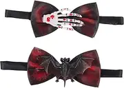[WRITWAA] 2pcs Bleeding Bat Claw Bow Tie Party Dress up Bow Tie Halloween Bow Tie Cosplay Bowties Decorative Bowties Spoof Bow Tie, Red