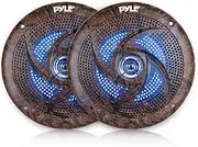 Pyle PLMRLE64DK Waterproof Rated Marine, Low-Profile Slim Speaker Pair with Built-in LED Lights, Camo Style, 6.5" (240 W) (Pair)