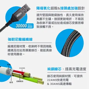 INTOPIC MFi 鋁合金 Lightning充電傳輸長線(CB-IUA-L23/200cm) (5.7折)