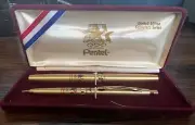1984 Los Angeles Olympics Pentel Excalibur Lt. Ed. Gold Pen & Pencil Set in Box
