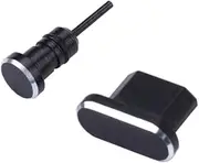 DECORNIJIA 2pcs Black Earphone Jack Micro USB Port Dust Plug Durable Design Easy Installation Portable Storage Case