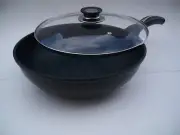 Ceramic Marble Coated Cast Aluminum Non Stick Wok With Glass Lid 28 CM