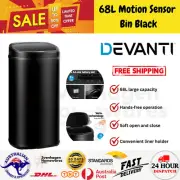 Devanti 68L Motion Sensor Bin Rubbish Automatic Black