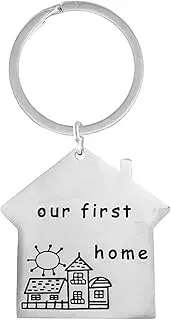 [SAFIGLE] 1pc Creative House Shaped Stainless Steel Keychain Pendant Durable Key Ring Chic Key Ornaments present for Family Friends Compact Lightweight Design