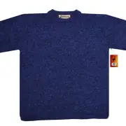 MEN HANDMADE ANDEAN ALPACA SOLID BLUE SWEATER SZ M