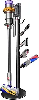 [XIGOO] Storage Stand Holder Compatible with Dyson V15 Detect, V11 V10 V8 V7 V6 Cordless Vacuum Cleaners and Accessary, Floor Docking Station Metal Organizer Bracket with 5 Hooks, Black