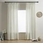 Oatmeal Linen Curtains for Living Room 108 Inches Long Light Filtering Pinch ...