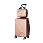 12" 20" Wanderlite 2pc Luggage Trolley Travel Suitcase Storage Carry On TSA Lock Rose Gold