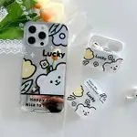 【JC COLLECTION】AIRPODS1/2/AIRPODS PRO/AIRPODS3可愛印花熊附掛藍牙耳機保護殼(花花熊)