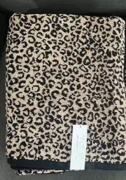 (2) Rachel Zoe Leopard Cheetah Animal Print Bath Towel NEW