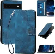 [Bxithnr] Mobile Phone Case for Google Pixel 6A Case with Premium Leather [Card Slot] [Stand Function] Flip Case Cover Protective Case for Google Pixel 6A - Blue