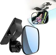 Baby Car Mirror,with Clip Back Seat Mirror to See Baby,360° Adjustable Convex Mirror for Infant Backseat,Automotive Interior Rearview for Viewing Rear Baby,360° Rotation,Spring Clamp,Shatterproof